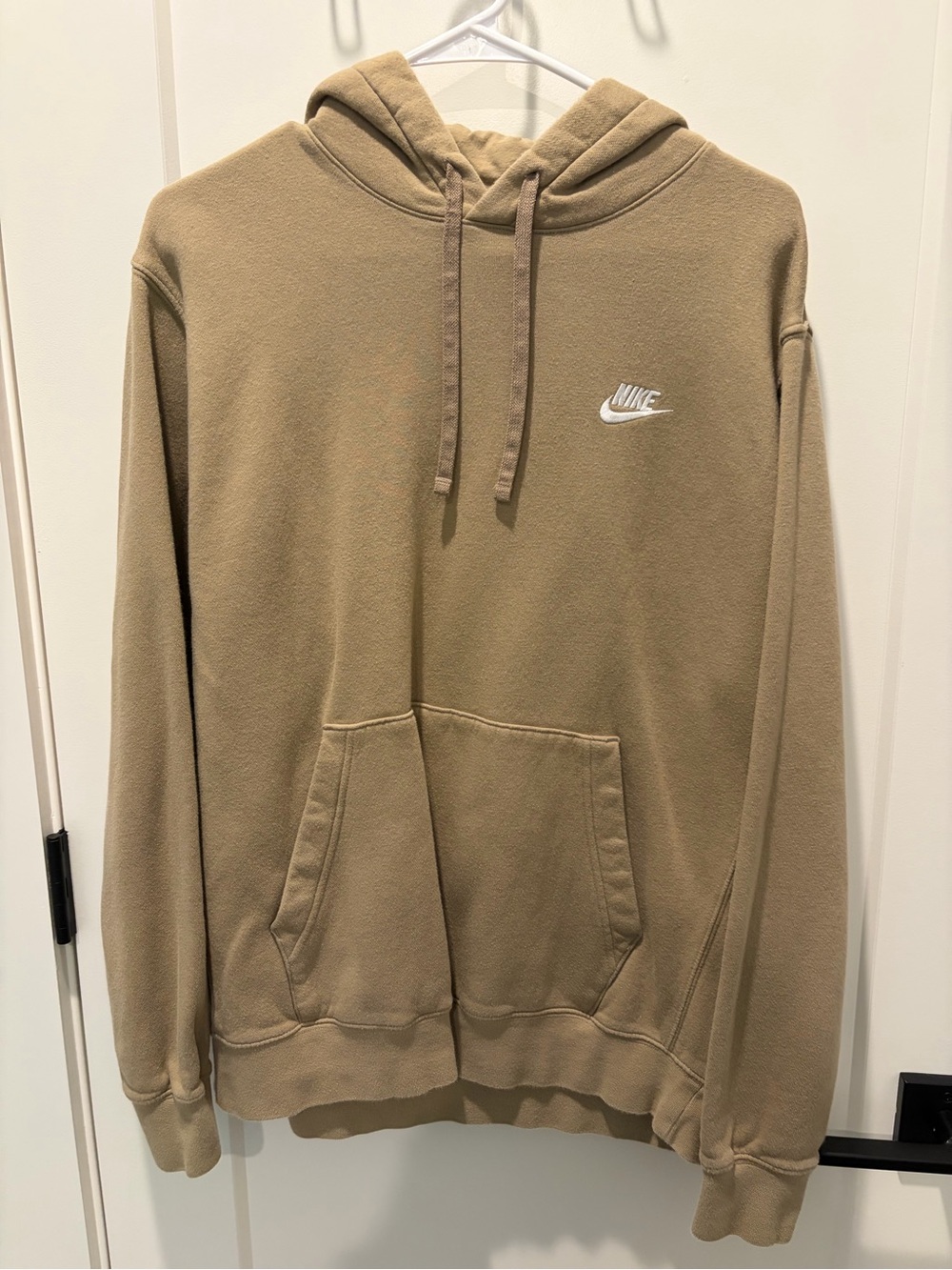Nike Men's Tan Pullover Hoodie with White Logo